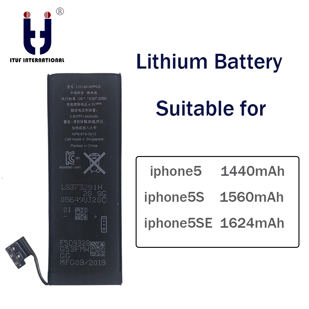

ITUF 50PCS Brand new Original Mobile Phone Battery High Capacity Replacement Batterie For iphone 5G 5S 5SE