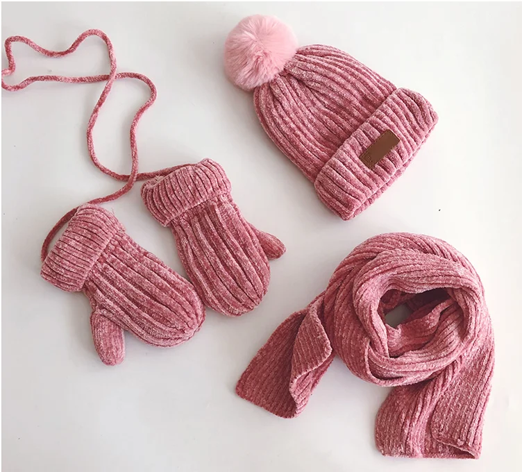 Cotton Hat Scarf Gloves Cotton Beanies Caps Cotton Scarf Sets