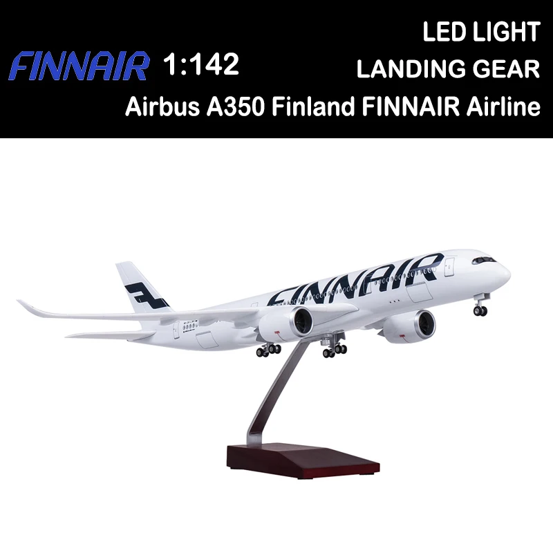 

47CM 1/142 Airplane A350 Finland FINNAIR Airline Model Light Diecast Plane for Collection Adult Toy Airliner Gift Display