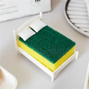 

Creative Kitchen Sponge Rub Storage Small Bed Bed Shape Scouring Cloth Storage Rack Kitchen Pool Storage Supplies Home Goods