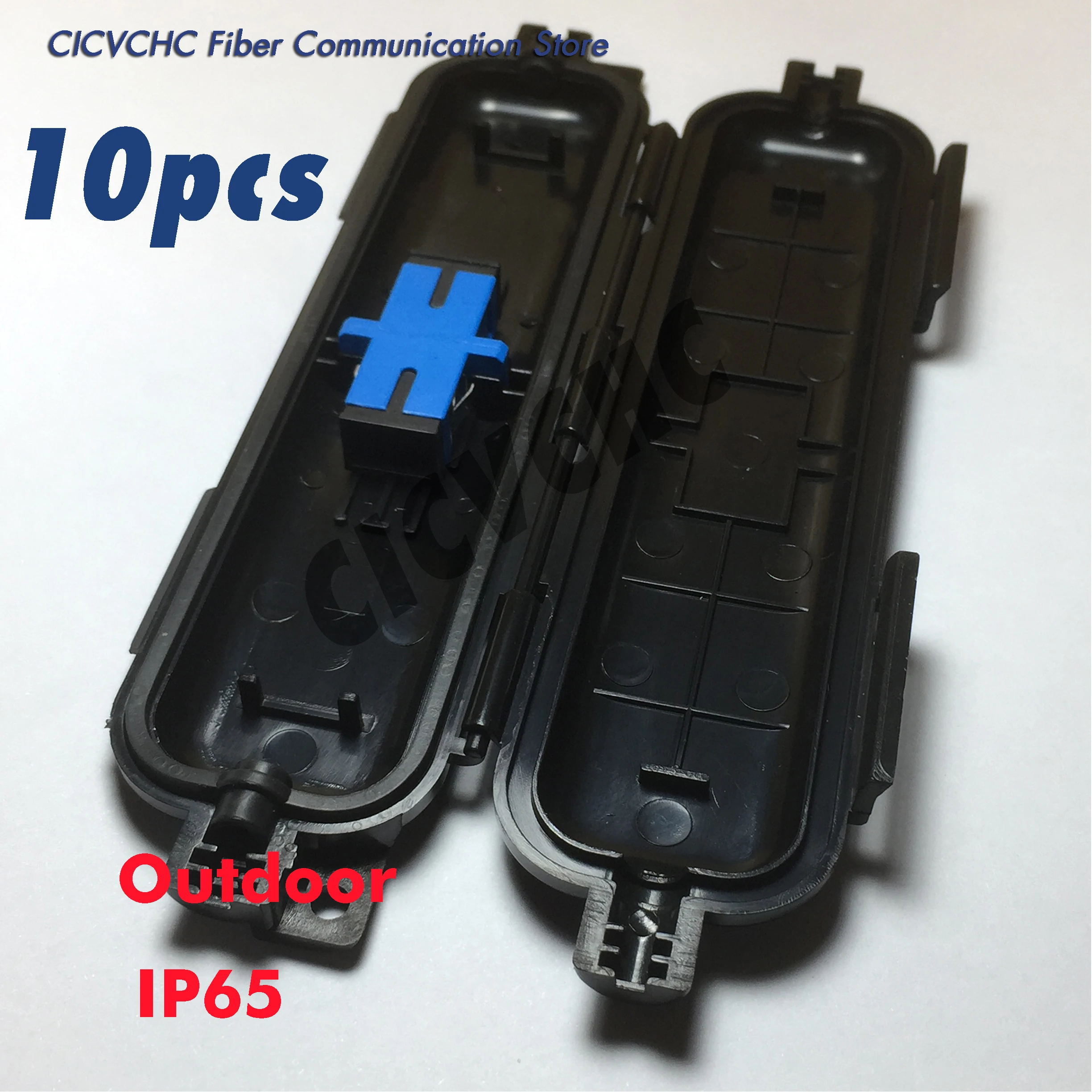 10pcs Optical fiber cable protected box with adapter type-outdoor waterproof