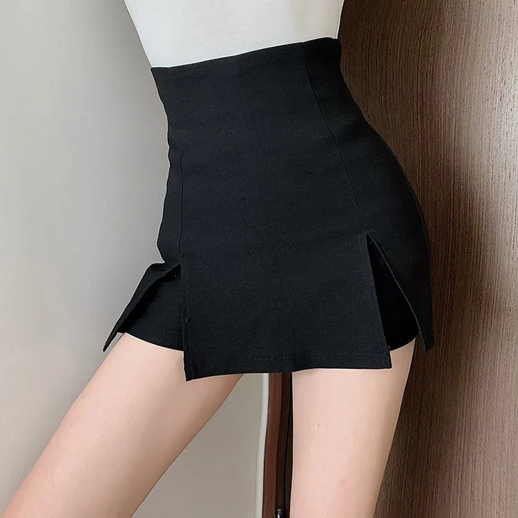 booty shorts for women Sexy Split Skirt Women's Summer 2021 New Black Shorts with High Waist and Slim Hip and Wide Leg Shorts Shorts Women nike shorts