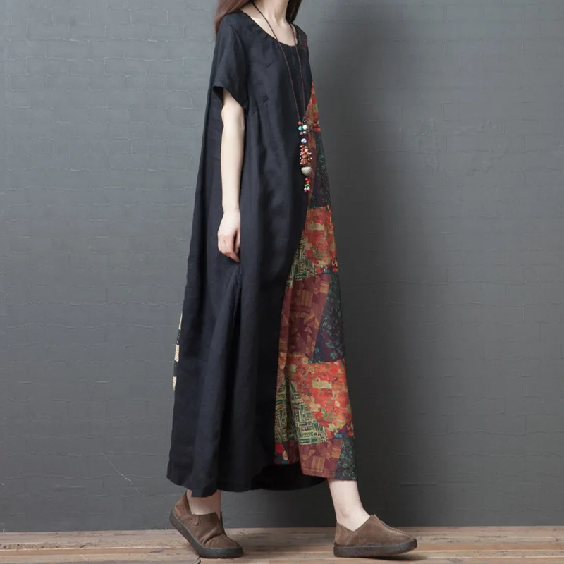 

Women's Spring And Summer New Style 2019 Korean-style Loose And Plus-sized WOMEN'S Dress Fashion Comfortable Crew Neck Mid-lengt