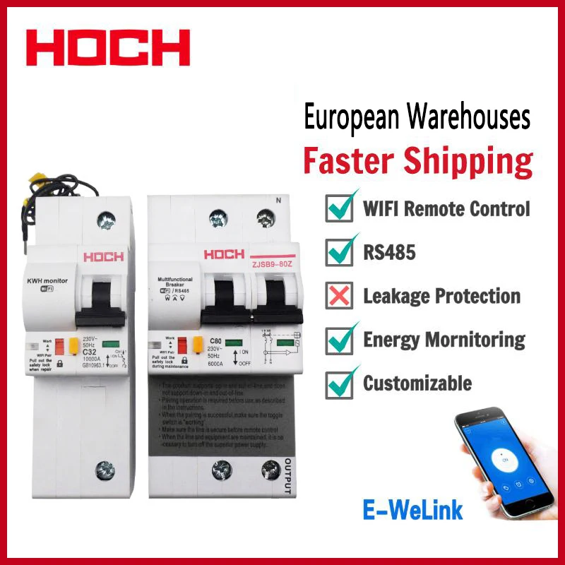 Автоматический выключатель Хох 2P Wi Fi заводской таймер для контроля энергии