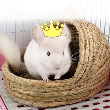 

Pet Cage Rabbit Hamster Nest Grass Woven Slipper Shape Nest Bed Small Animals Cages Lovely Pet House Bed Pet Products
