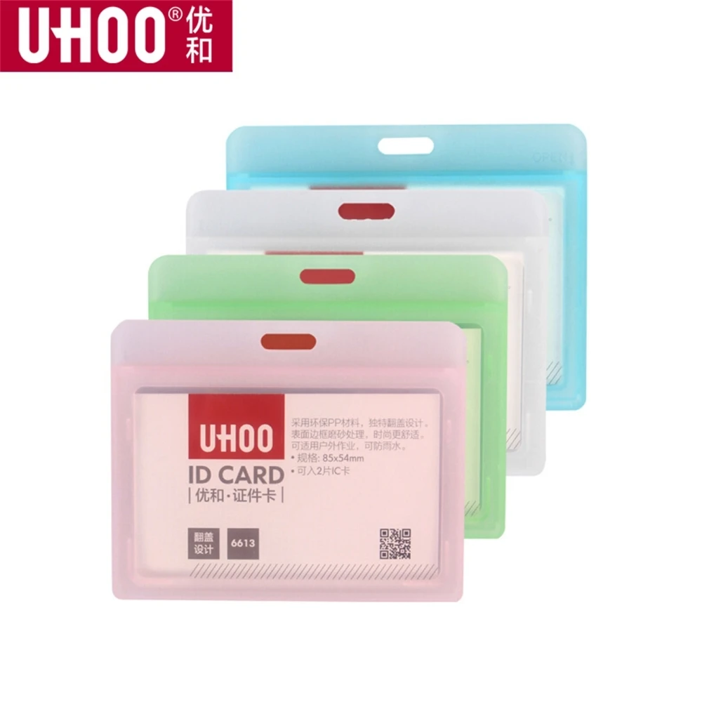 10 Pcs Uhoo 6613 Horizontal Name Tag Holder Id Card Case Badge Staff Student Neck Badge Label Name Tag Sign Sleeve Frame