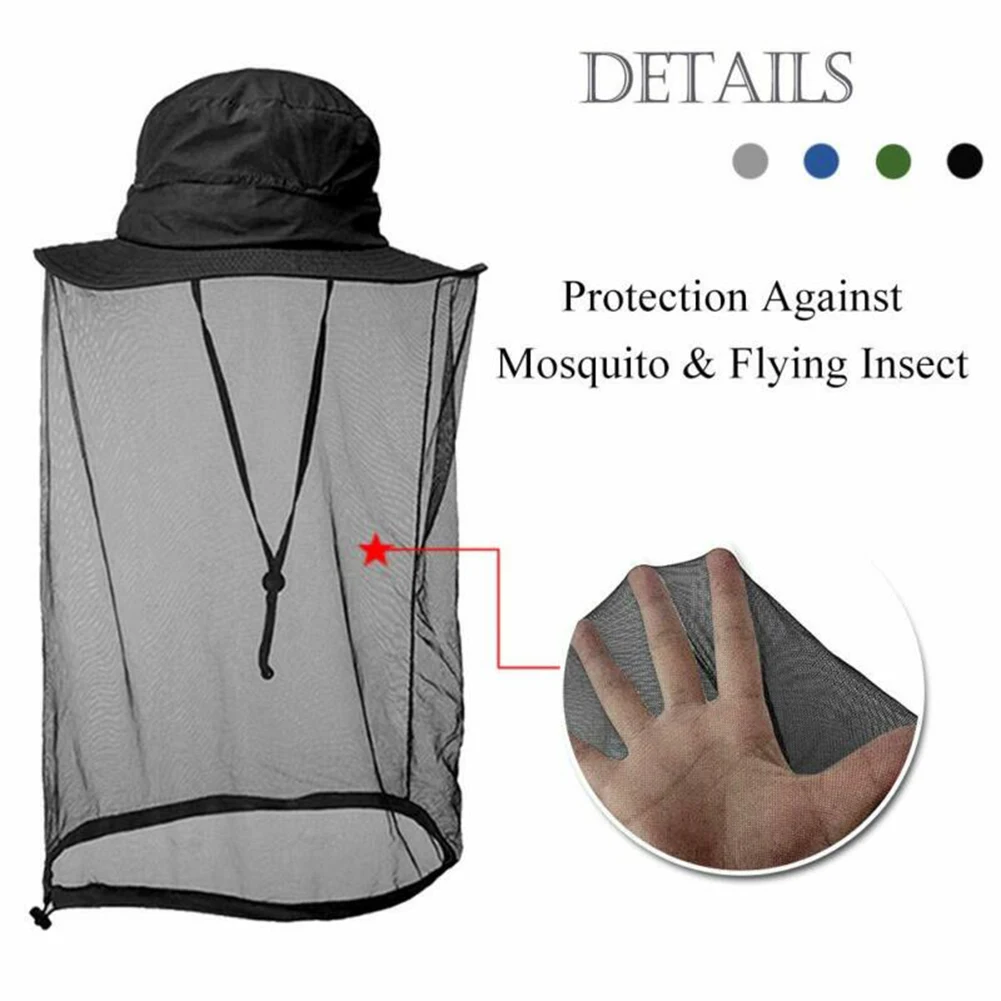 Protective Outdoor Mosquito Head Net Hat UPF 50+ Men Sun Hat with Mesh Face Mask Protection Beekeeping Cap