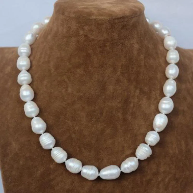 

12-14MM AAA NATURAL Akoya WHITE SOUTH SEA BAROQUE PEARL NECKLACE 18"INCH jj