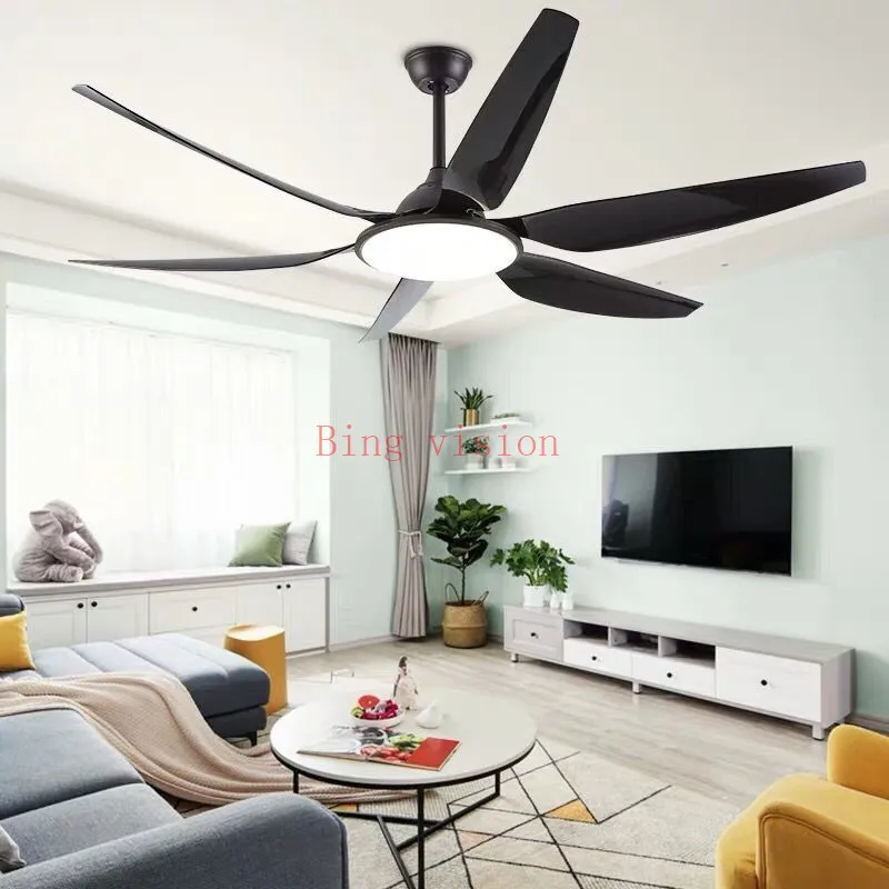 60 inch Nordic large country industrial wind ceiling fan DC LED light American retro remote restaurant living room ceiling fans