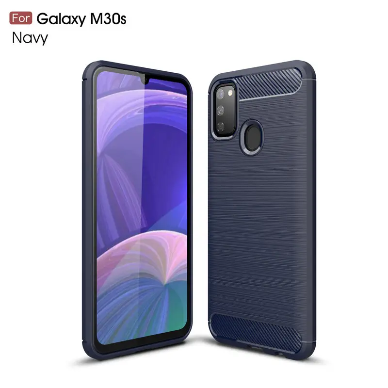 For Samsung M30S M30 M20 M10 Carbon Fiber Case Protection Soft Silicone TPU Case For Galaxy A9 A8 A7 A6 Bumper Matte Cover