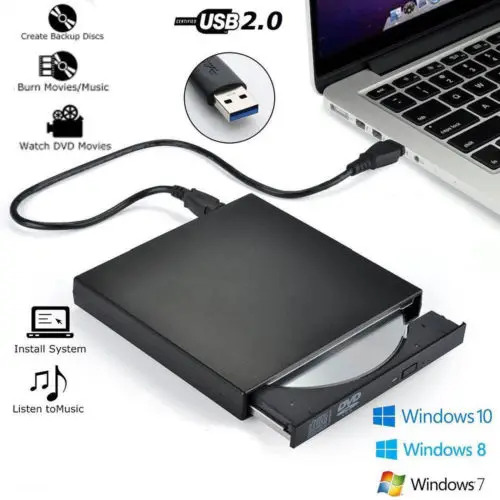 Внешний DVD привод Оптический привод USB 2,0 CD rom плеер CD-RW записывающее устройство для ноутбука Windows PC