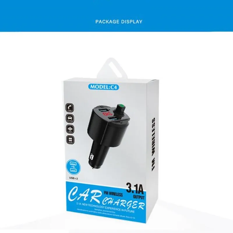 USB Автомобильное зарядное устройство с Bluetooth mp3 плеером fm-передатчик громкой связи два порта многофункциональный для android type c