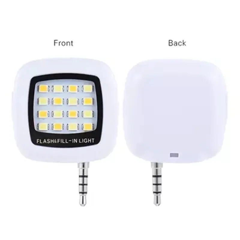 Mini 3.5mm Jack 16 Selfie Flash LED Lamp Portable Mobile Phone  Photography Fill Light Rechargeable For iPhone6 Smartphone LG wide angle lens for mobile