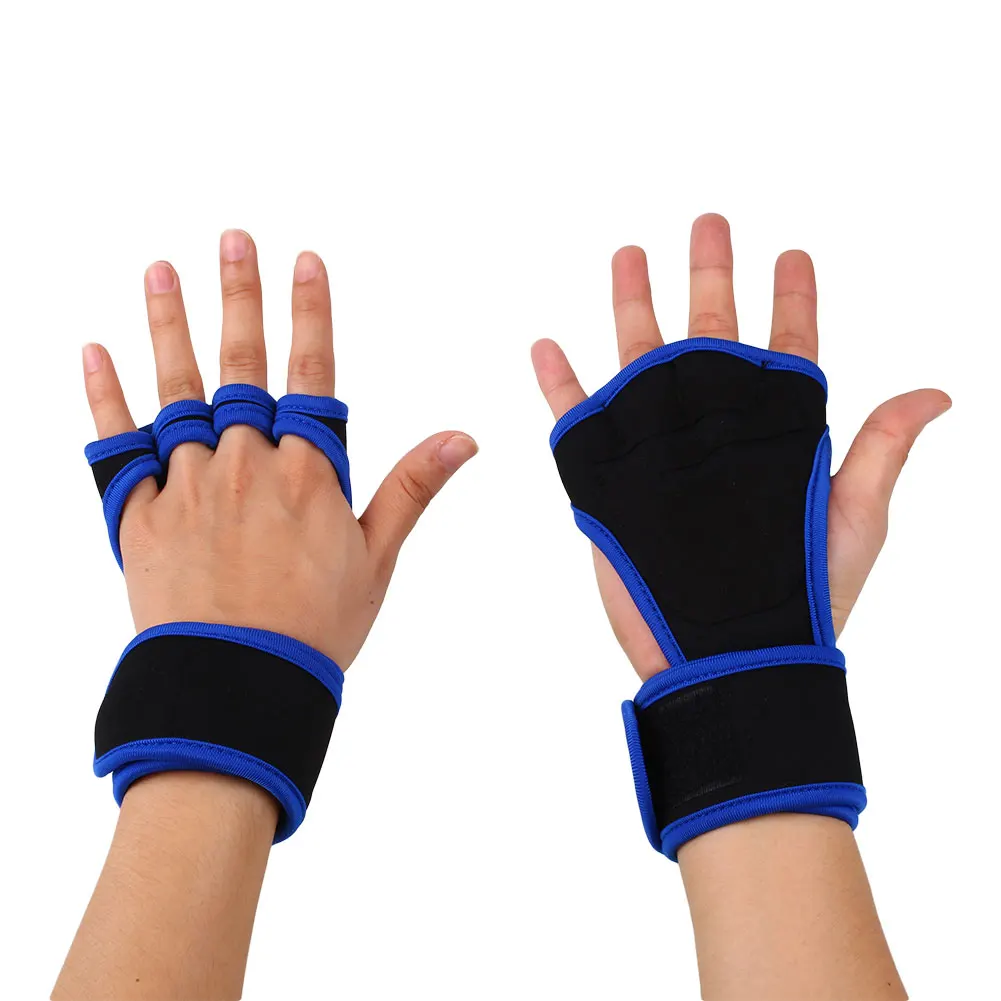 Blue M Men Women Fitness Weight Lifting Gloves Gym Exercise Training Wrist Wrap Strap - Color: Blue M