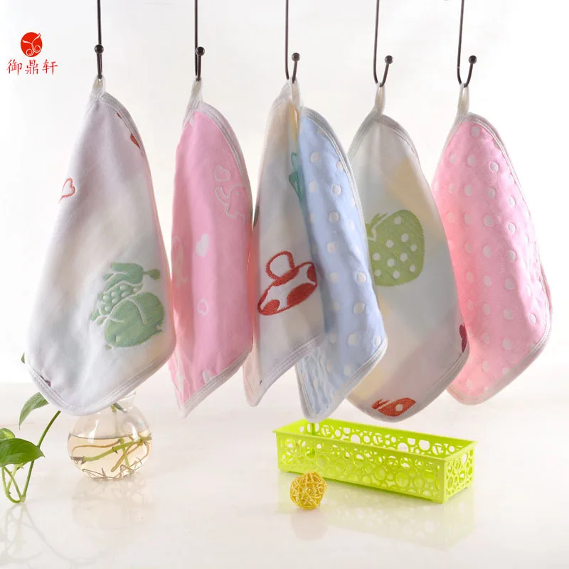  Newborn Infant Mushroom Kerchief Cotton Bibs Six-layer Gauze Small Handkerchief Baby Face Wash Feed