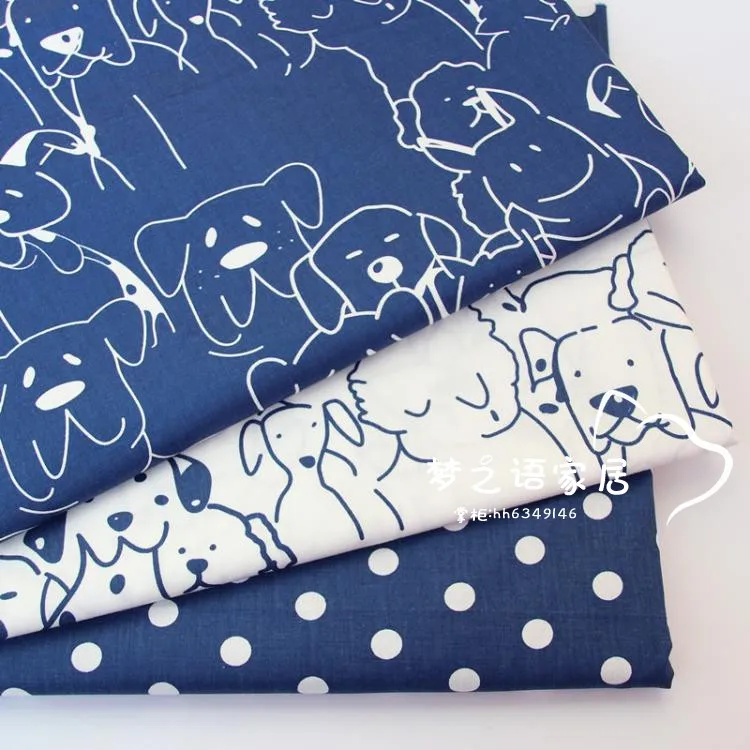 160 см* 50 см темно-синий горошек собака хлопок ткань комплект кровати «сделай сам» стеганое платье Лоскутная Ткань Дети ручной работы штора Декор ткань
