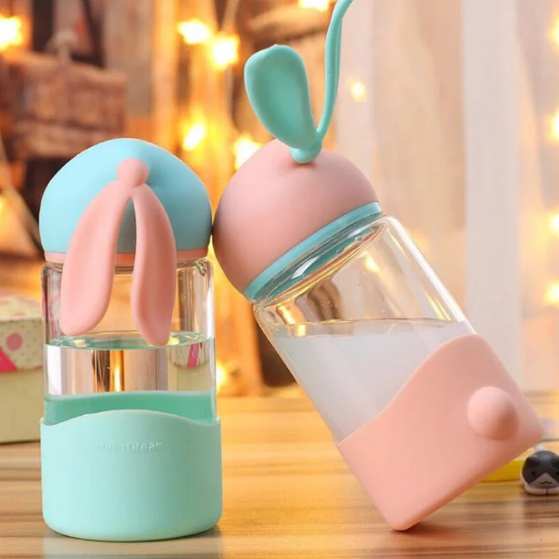 

High Quality Cute Rabbit Glass Cups Portable Cups Creative Mini Creative Beer Mug Tea Mugs Transparent Drinkware K1366 D
