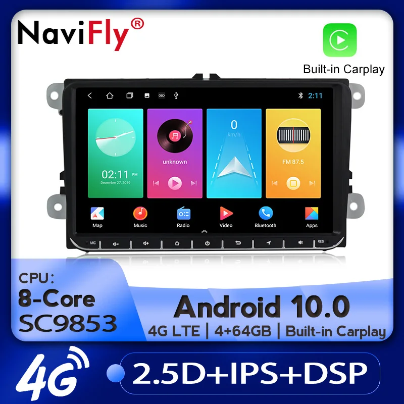 Navifly Android автомобильный мультимедийный плеер навигация gps для Skoda/Seat/Volkswagen/VW/Passat