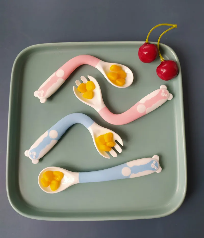 Bendable Baby Spoon Fork Set Toddler Infant Learning Tableware Flatware