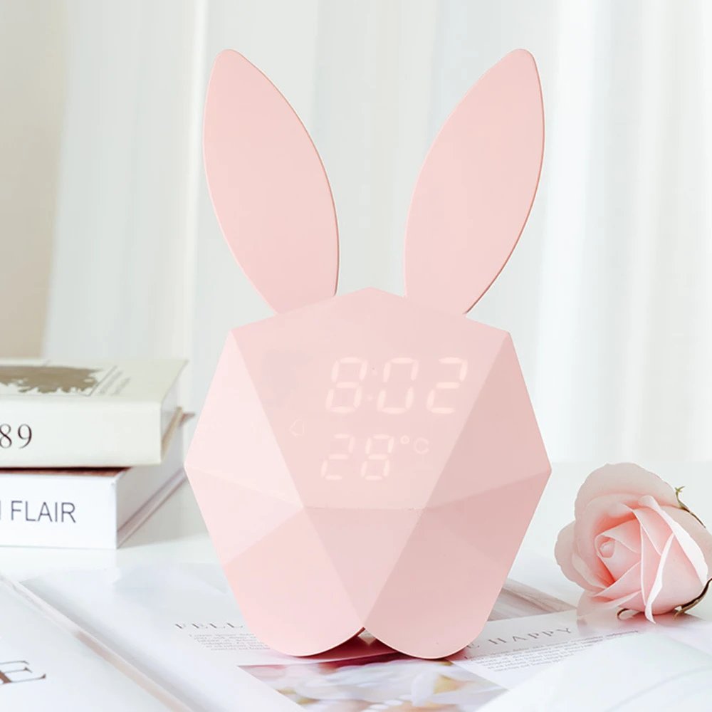 Многофункциональный светодиодный цифровой Mi Rabbit будильник акустическое управление зондирующие лампы зарядка через usb маленький ночной Светильник 5