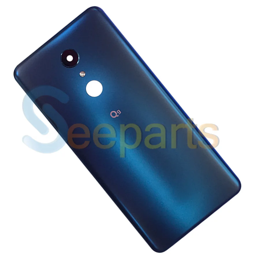 Новое оригинальное стекло для LG Q9, заднее стекло, задняя крышка для батареи, запасные части с объективом камеры для LG Q9, корпус - Цвет: Blue