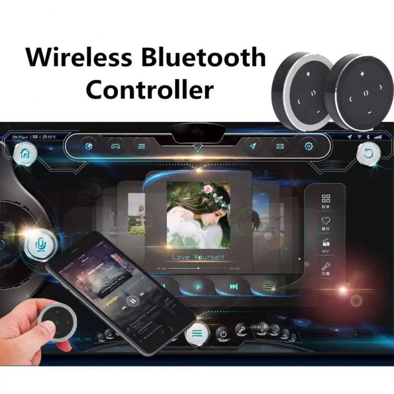 Wireless Bluetooth-compatible Media Steering Wheel Remote Control Mp3 Music Play For Android IOS Smartphone Car Styling | Электроника