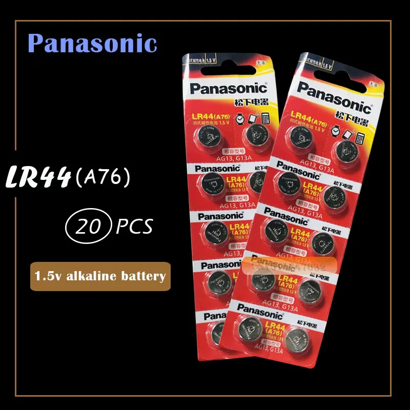 Аккумуляторы PANASONIC LR44 A76 AG13 0% Hg SR1154 357 LR 44 1 5 в 20 шт./2 упаковки аккумуляторы для