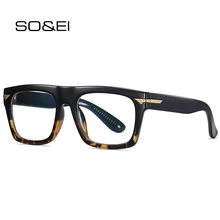 SO & EI-gafas cuadradas Retro Para hombre y mujer, lentes ópticas transparentes anti-blu-ray TR90, con montura a la moda, para ordenador