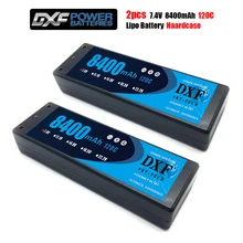 2 uds. De baterías DXF Lipo 2S, 7,4 V, 8400mah, 6500mah, 5200mah, 120C, 100C, 100C, con estuche rígido de 4mm para coche RC Evader BX, vehículo Truggy Buggy
