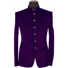 Новинка, модный мужской бархатный блейзер со стоячим воротником, приталенный пиджак для свадебных женихов, мужской пиджак-смокинг для ужина, верхняя одежда для отдыха