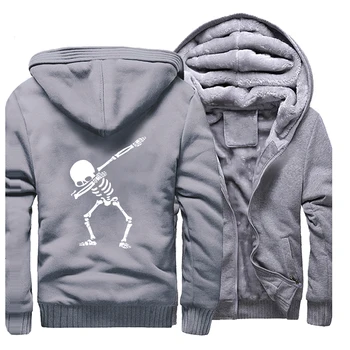 

Skull print man Jacket High quality men Thick Hoodie 2019 Winter mens Hoodies casual Funny Hip Hop Streetwear Fleece Warm Coat