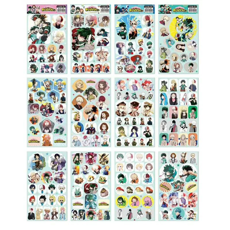 

12pcs/lot Boku no Hero Academia Anime Stickers Classic Toys Book Skateboard Doodle Toy Stickers