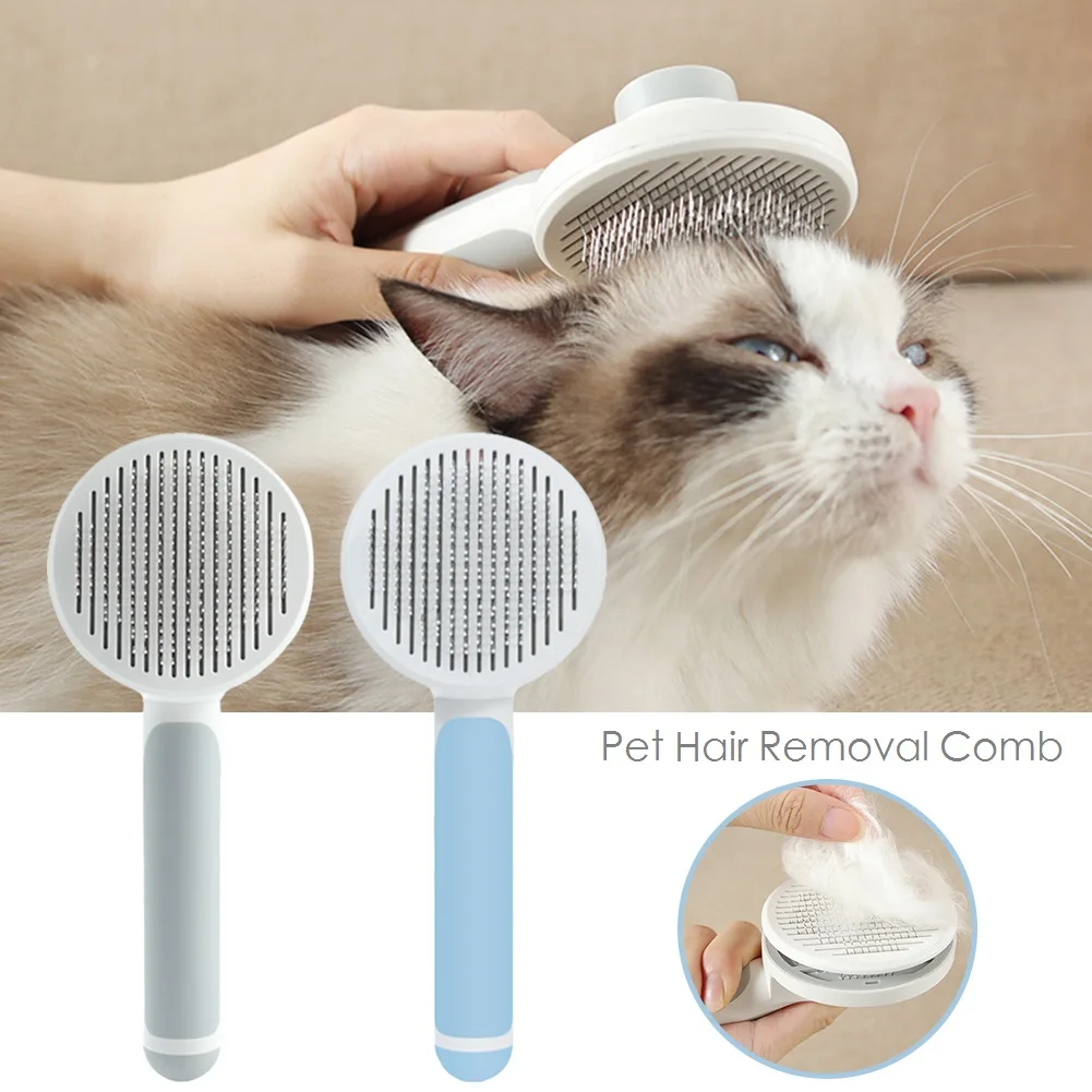 Pet Massage Self Cleaning Slicker Comb One Key Button Cat Dog Hair