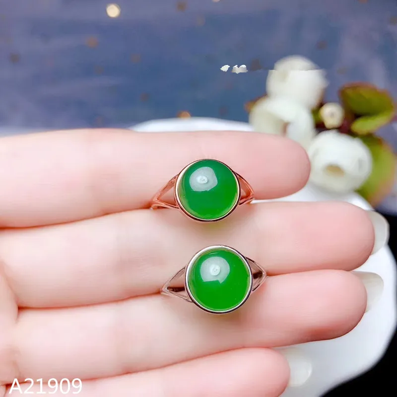 KJJEAXCMY fine jewelry 925 sterling silver inlaid natural green chalcedony gemstone ring support detection luxury new style | Украшения и