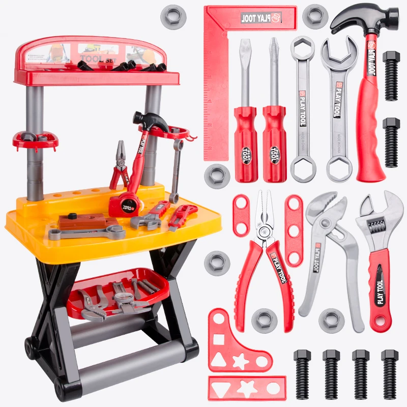 26pcs Игровой домик Детский Набор инструментов Набор игрушек отвертка моделирование ремонт платформы мальчик детская дрель плотник инструменты без батареи - Цвет: 26pcs