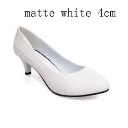 CEVABLUE/женские туфли-лодочки на каблуке «рюмочка» Осенняя женская обувь с круглым носком тонкие туфли больших размеров обувь для мам LSS-ym - Цвет: matte white 4cm