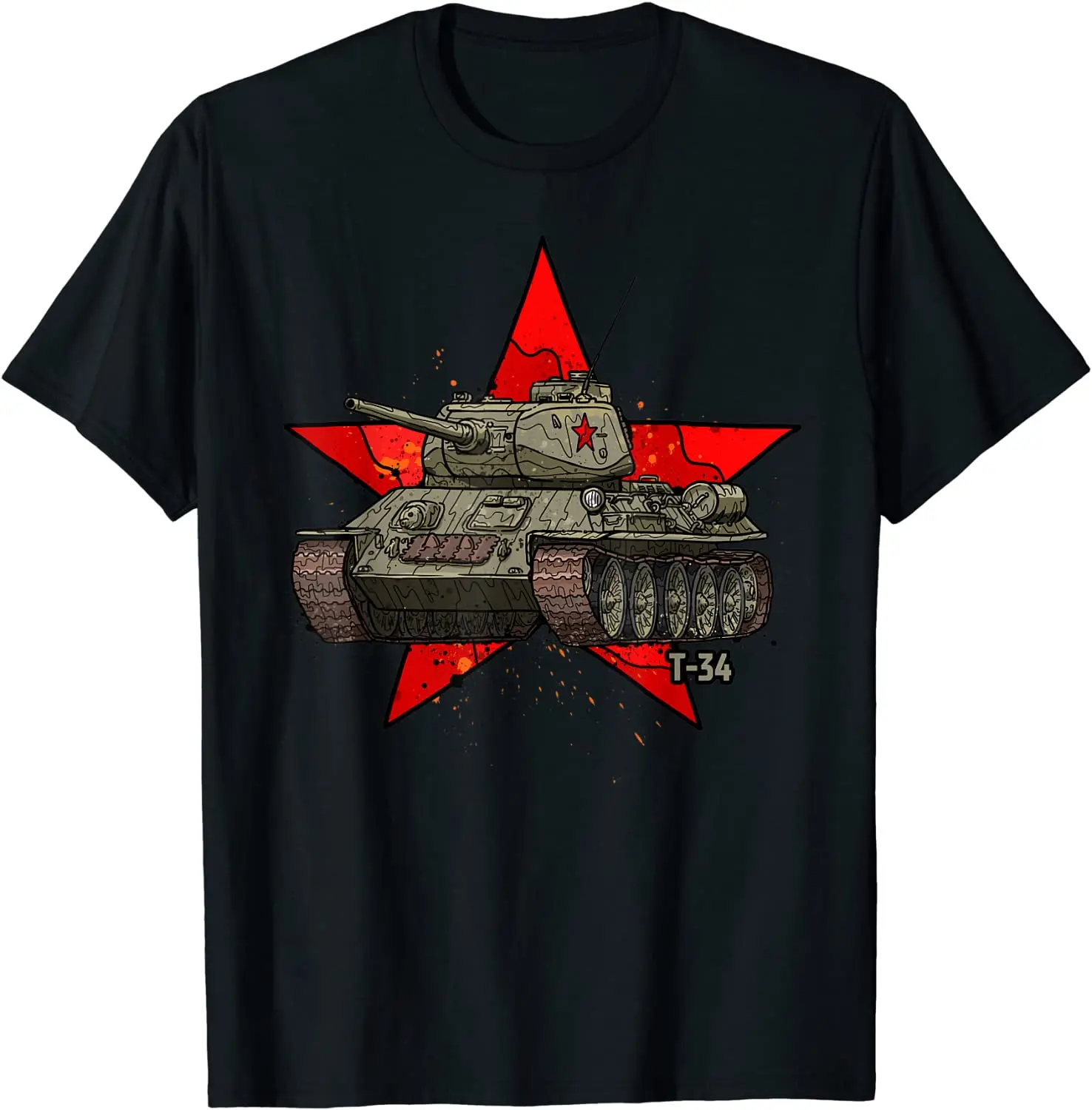 T-34 Soviet Tank Wwii Russian Army Historic Red Star Men T-shirt - T-shirts  - AliExpress