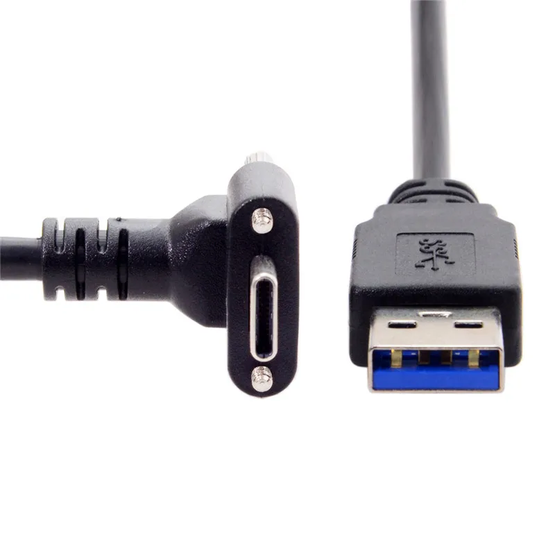 Вниз Вверх Угловой USB 3,1 тип-c двойной винт блокировки до стандарта USB3.0 кабель для передачи данных 90 градусов для камеры 120 см 300 см 500 см 1,2 м 3 м 5 м