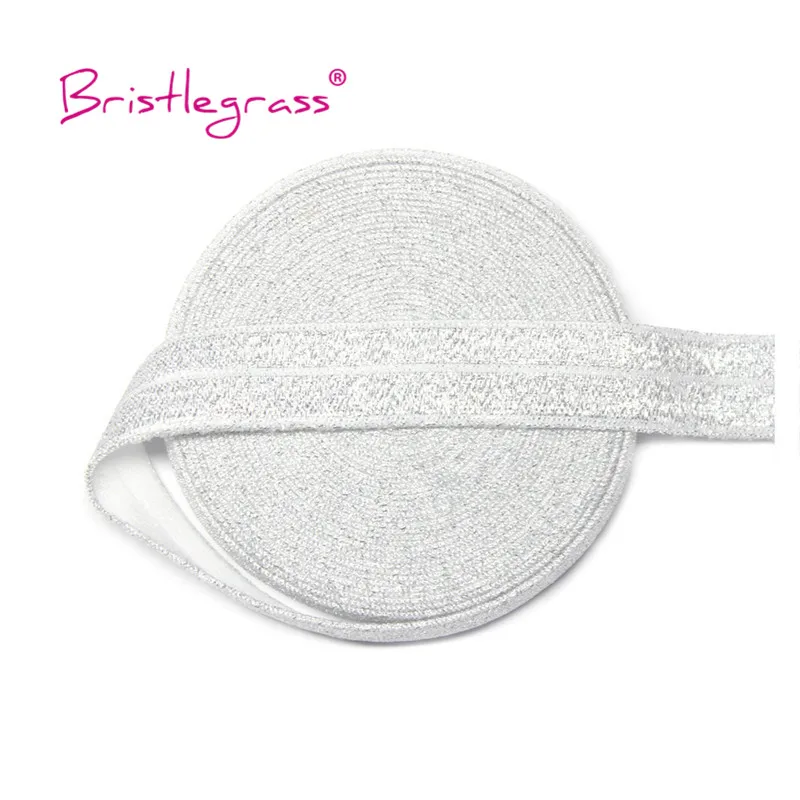 Silver Glitter Fold Over Elastic Bands - 5/8 Spandex Trim for Hair Accessories & Sewing Projects