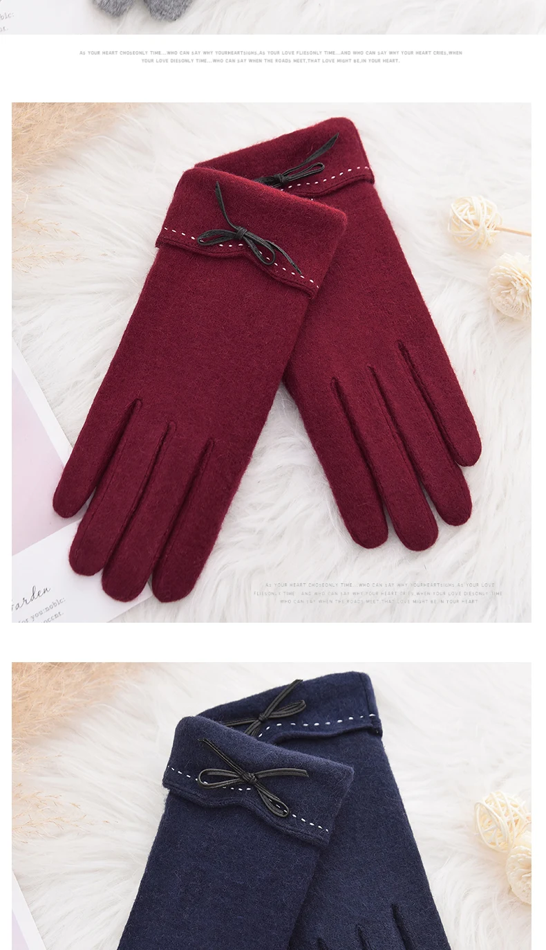 Woodpecker cashmere gloves lady cute plush thicker warm drive ride touch screen wool gloves
