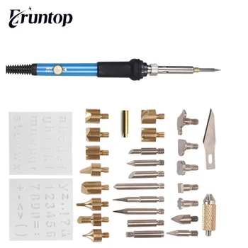 

60w Adjustable Soldering Iron Carving Pyrography Tool Wood Embossing Burning Solder Pen Set Welding 28 Tips Kit