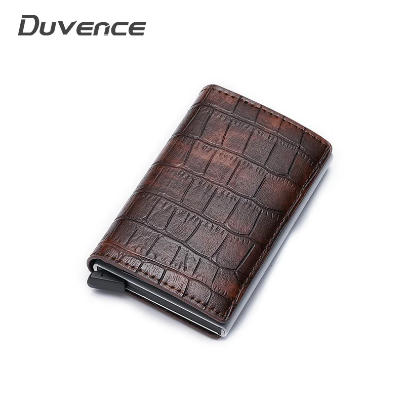 

Men Card Holder Aluminum Wallets Crocodile Grain RFID Blocking Credit Card Holder Metal Bank Purse for Cards Business Automatic