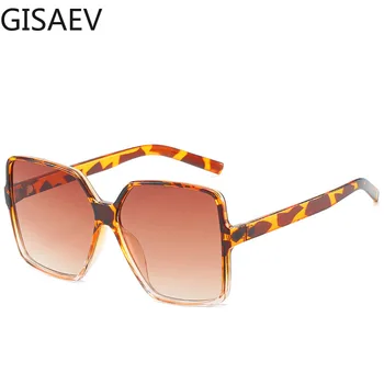 

GISAEV Driving Glasses Women Man Leopard Print Oversized Square Frame HD Sunglasses Vintage Luxury Gradient Lens Fashion Glasses
