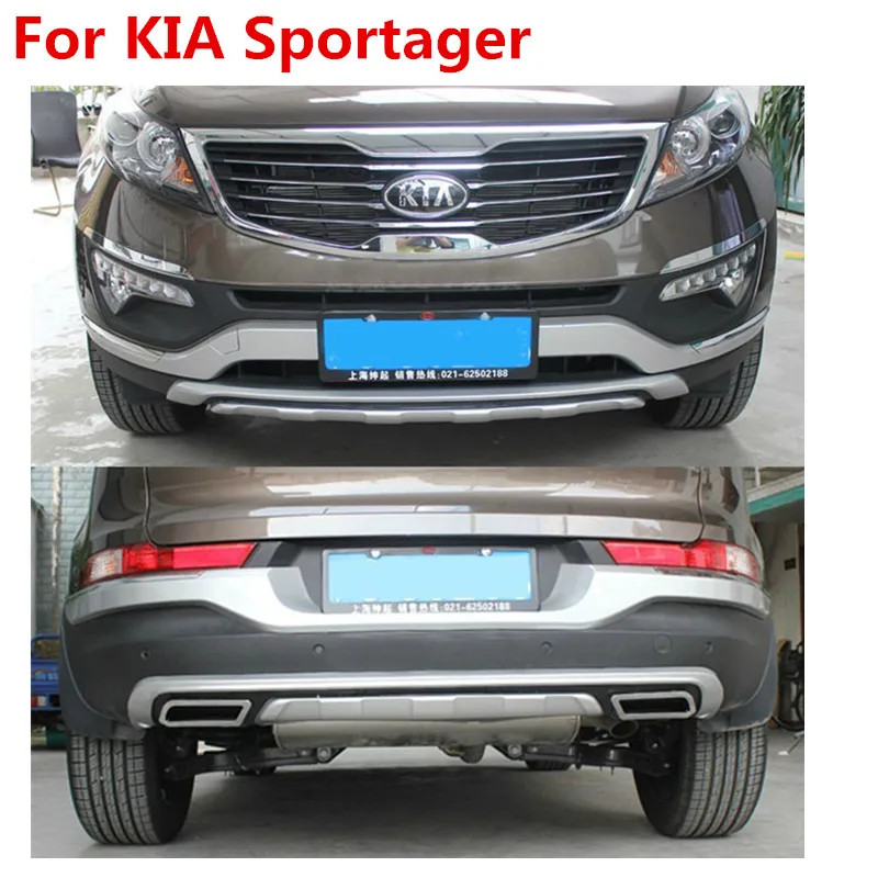 Good quality plastic ABS Chrome Front+Rear bumper cover trim For KIA Sportager 2011 2012 2013 Car Accessories - Color: Silver