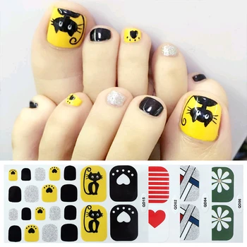 

Full Cover Toenail Sticker Geometric Pattern Waterproof Nail Wraps Mixed Size Toe Nail Art Designs 3D Nail Decoration