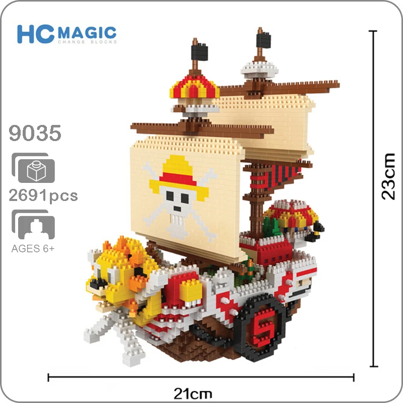 HC 9035 аниме одна деталь Луффи Солнечный Пиратский корабль 3D модель DIY Алмазные