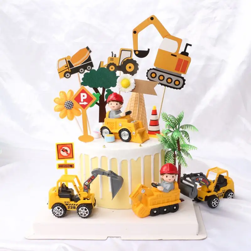 

Engineering Crane Tractor Boy Cake Topper Birthday Cars Party Cake Decor Construction Party First Birthday Baby Shower Cake Tool