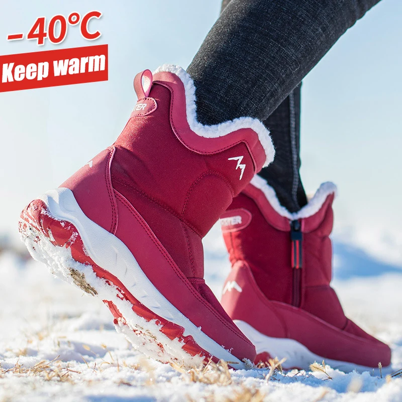 

2019 Winter Outdoor Snow Boots Woman Water-Resistant Anti-Ski Casual Shoes Women Winter Plush Thick Warm Ladies Cotton Shoes