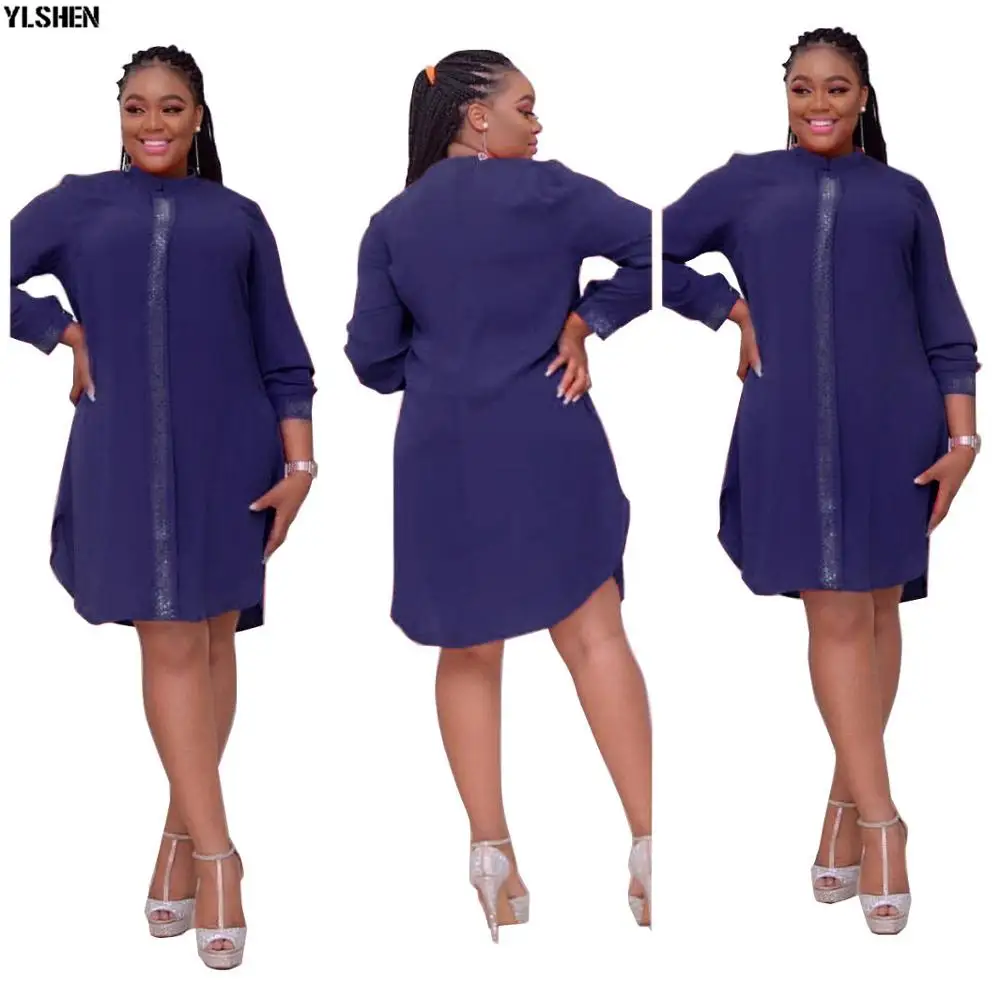 Plus Size African Dresses for Women Dashiki Diamond Africa Dress African Clothes Bazin Broder Riche Long Sleeve Robe Africaine