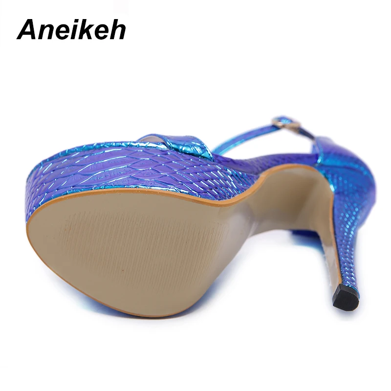 Aneikeh; Новинка; модные босоножки на платформе с ремешком на щиколотке; женская обувь для вечеринок; свадебные туфли-лодочки; сандалии-гладиаторы на высоком каблуке с блестками